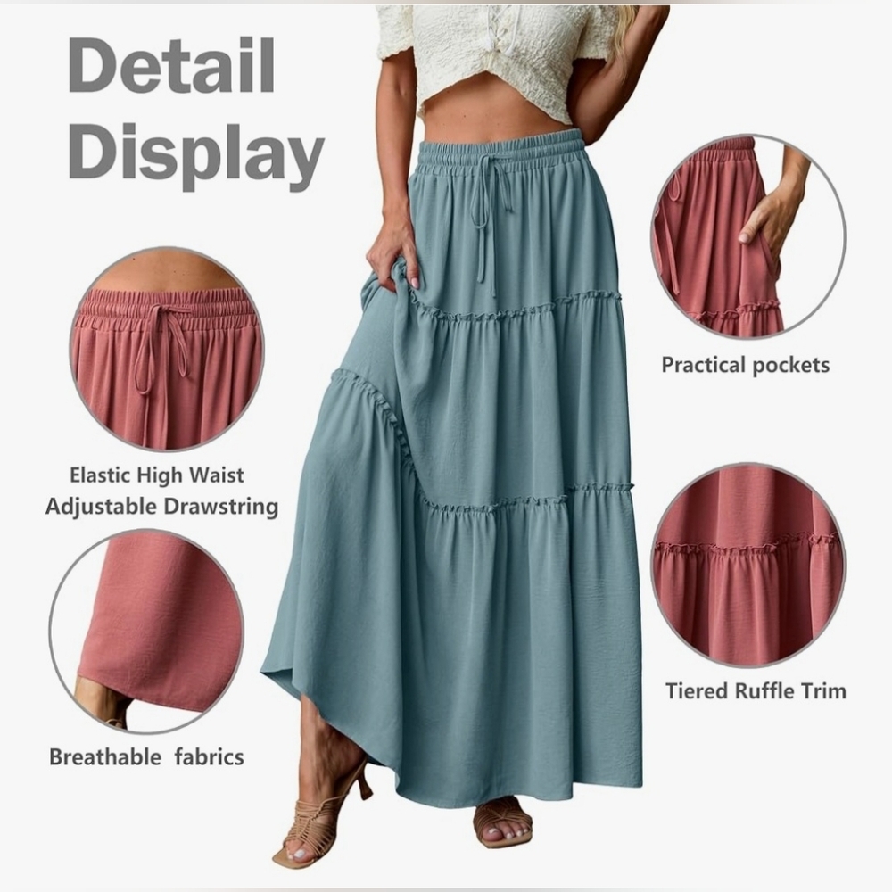 Elegant Blue Maxi Skirt - Picture 2 of 6